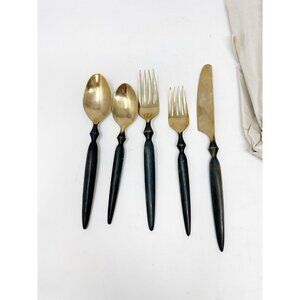 Pottery Barn Forge Flatware 5 Piece Set Black Handle 11 Sets